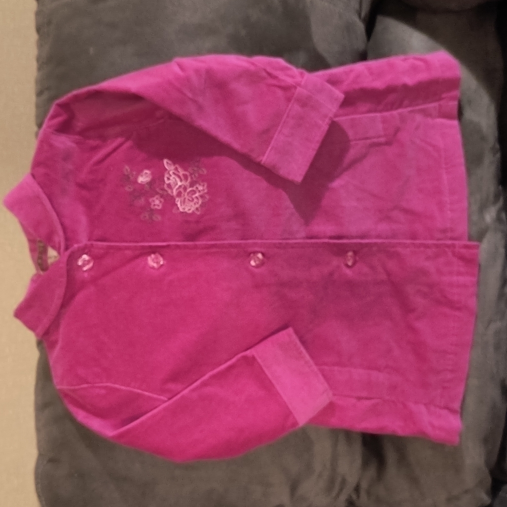 𝅺george Pink Little Girl Velour Coat For 24 monts - Picture 3 of 13